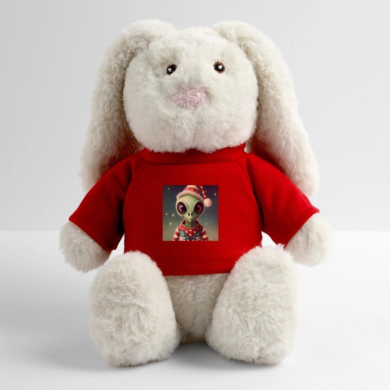 extraterrestre portant un pull de Noël moche Lapin en peluche recyclé MiniFeet® Crème