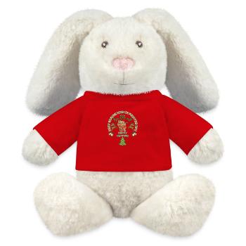 Keep aiming high in painted sky, paintball quote - MiniFeet® RecycelHase® Bunny Cream - red - Front