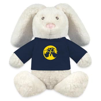 Bouddha, Cercle Zen - Lapin en peluche recyclé MiniFeet® Crème - bleu marine - Devant