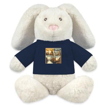 Affiche de voyage vintage : un voyage nostalgique - Lapin en peluche recyclé MiniFeet® Crème - bleu marine - Devant