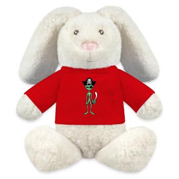 Alien Pirate Capitaine Casquette Drôle Alien - Lapin en peluche recyclé MiniFeet® Crème - rouge - Devant