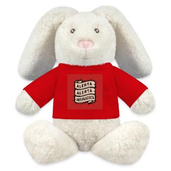 Alerta Antifasciste - Lapin en peluche recyclé MiniFeet® Crème - rouge - Devant