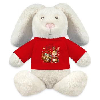 Joyeux Lapins de Pâques Panier d’oeufs de Pâques - Lapin en peluche recyclé MiniFeet® Crème - rouge - Devant