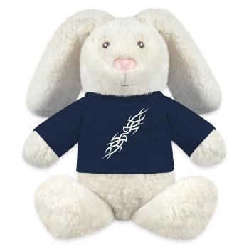 tribal - Lapin en peluche recyclé MiniFeet® Crème - bleu marine - Devant
