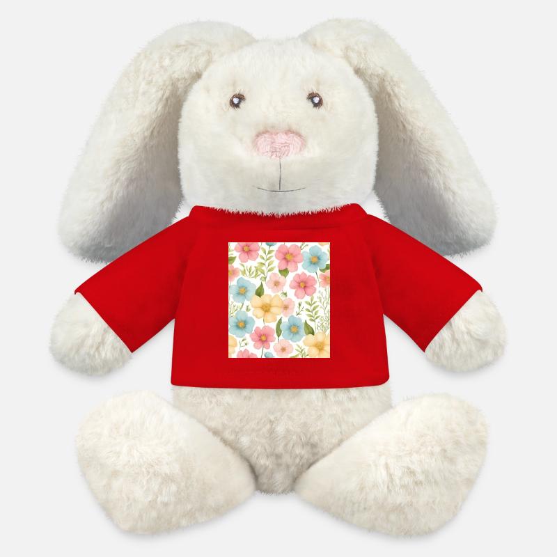 Blumenmuster - MiniFeet® RecycelHase® Creme - Rot