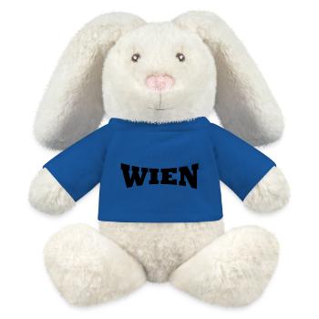 Vienne logo - Lapin en peluche recyclé MiniFeet® Crème - bleu roi - Devant