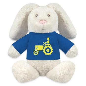 Farmer With Tractor - MiniFeet® RecycelHase® Bunny Cream - royal blue - Front