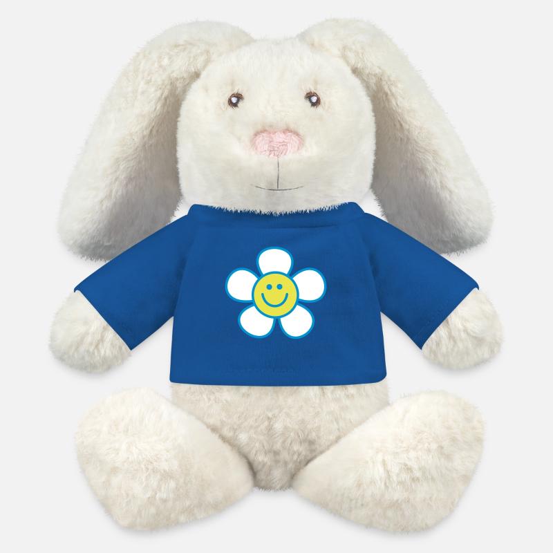daisy - Lapin en peluche recyclé MiniFeet® Crème - bleu roi