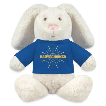 Métier de technicien en construction - Lapin en peluche recyclé MiniFeet® Crème - bleu roi - Devant