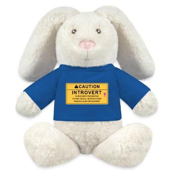 Caution Introvert - MiniFeet® RecycelHase® Bunny Cream - royal blue - Front
