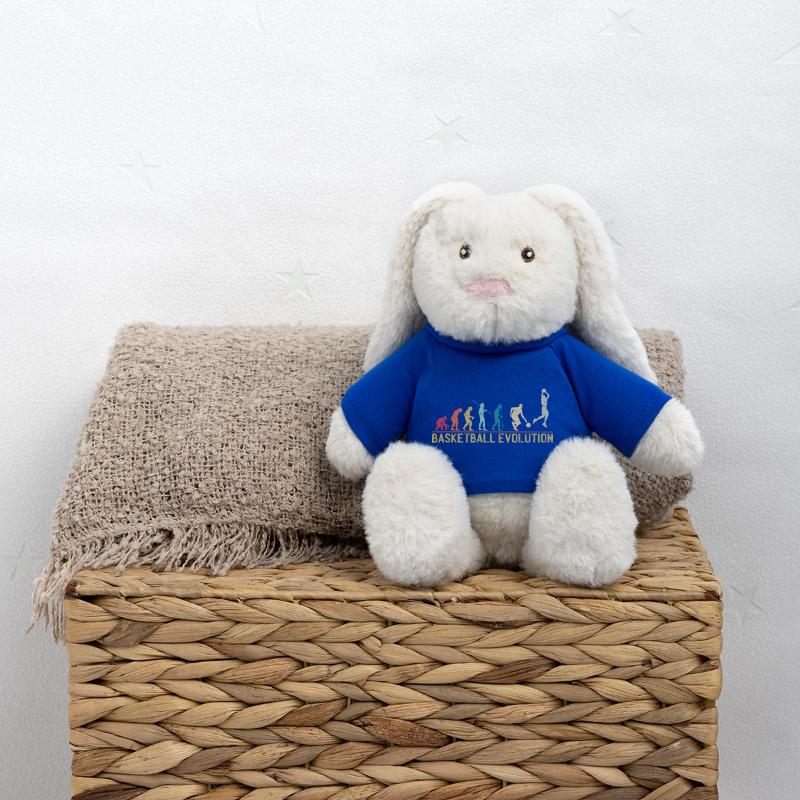Basketball Evolution Progression Design Lapin en peluche recyclé MiniFeet® Crème