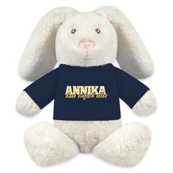 Spruch Annika - MiniFeet® RecycelHase® Creme - French Navy - Vorne