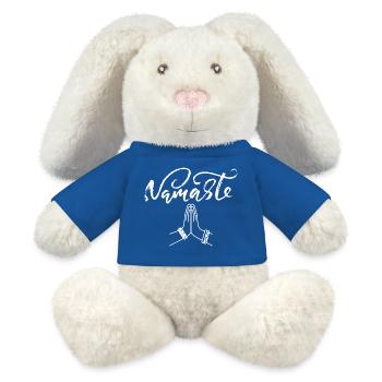 Namaste - Ich grüsse das Licht in uns allen - MiniFeet® RecycelHase® Creme - Königsblau - Vorne