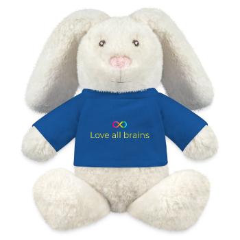 Love_all_brains - Lapin en peluche recyclé MiniFeet® Crème - bleu roi - Devant