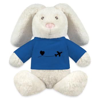 Flugzeug mit Herz - MiniFeet® RecycelHase® Creme - Königsblau - Vorne