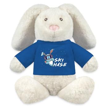 Skihase - Skifahren - Skiurlaub - MiniFeet® RecycelHase® Creme - Königsblau - Vorne