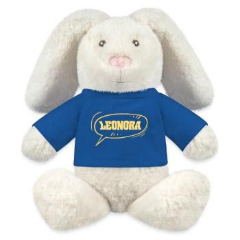 Leonora comme prénom - Lapin en peluche recyclé MiniFeet® Crème - bleu roi - Devant