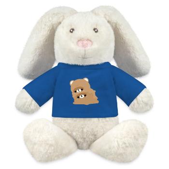Couple de castors - Lapin en peluche recyclé MiniFeet® Crème - bleu roi - Devant
