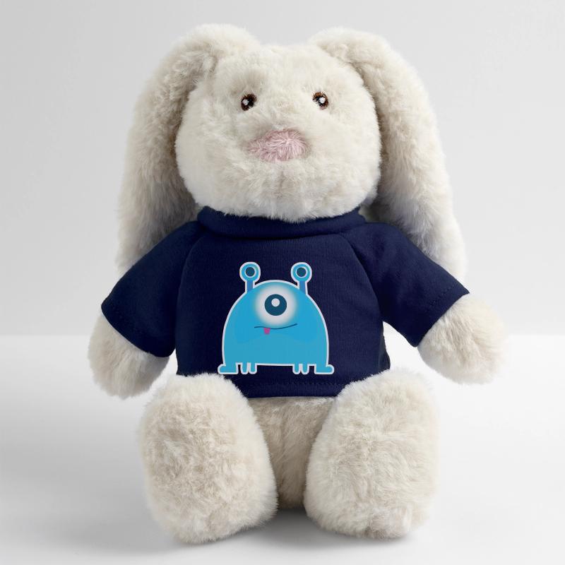 Monstre borgne mignon | Drôle d’extraterrestre bleu Chibi Lapin en peluche recyclé MiniFeet® Crème