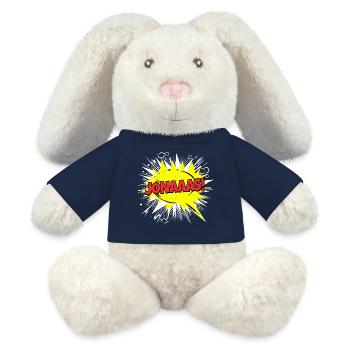 Jonas Name Lustige Sprechblase Jonaaas! - MiniFeet® RecycelHase® Creme - French Navy - Vorne