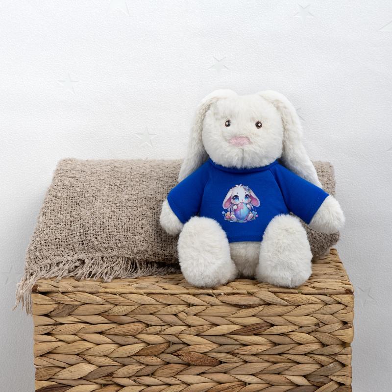 Schöner Chibi-Hase mit Blumen MiniFeet® RecycelHase® Creme