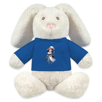 Une maman médecin rentrant du travail - Lapin en peluche recyclé MiniFeet® Crème - bleu roi - Devant