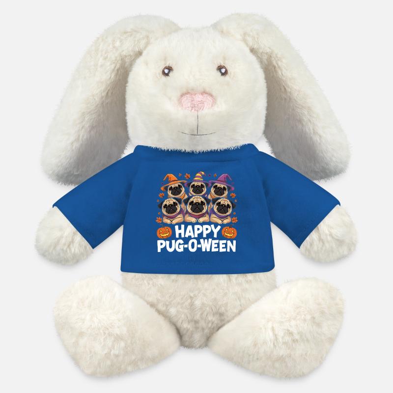 Mops-O-Ween Hexenhut Möpse - MiniFeet® RecycelHase® Creme - Königsblau