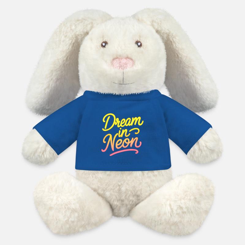 Dream in Neon Neon Script - MiniFeet® RecycelHase® Creme - Königsblau