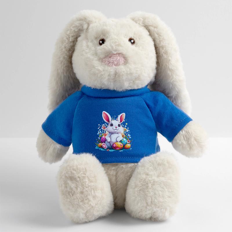 Lapin de Pâques avec des oeufs peints Lapin en peluche recyclé MiniFeet® Crème