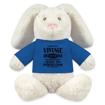 T-shirt d’anniversaire emblématique de 1978 - Lapin en peluche recyclé MiniFeet® Crème - bleu roi - Devant