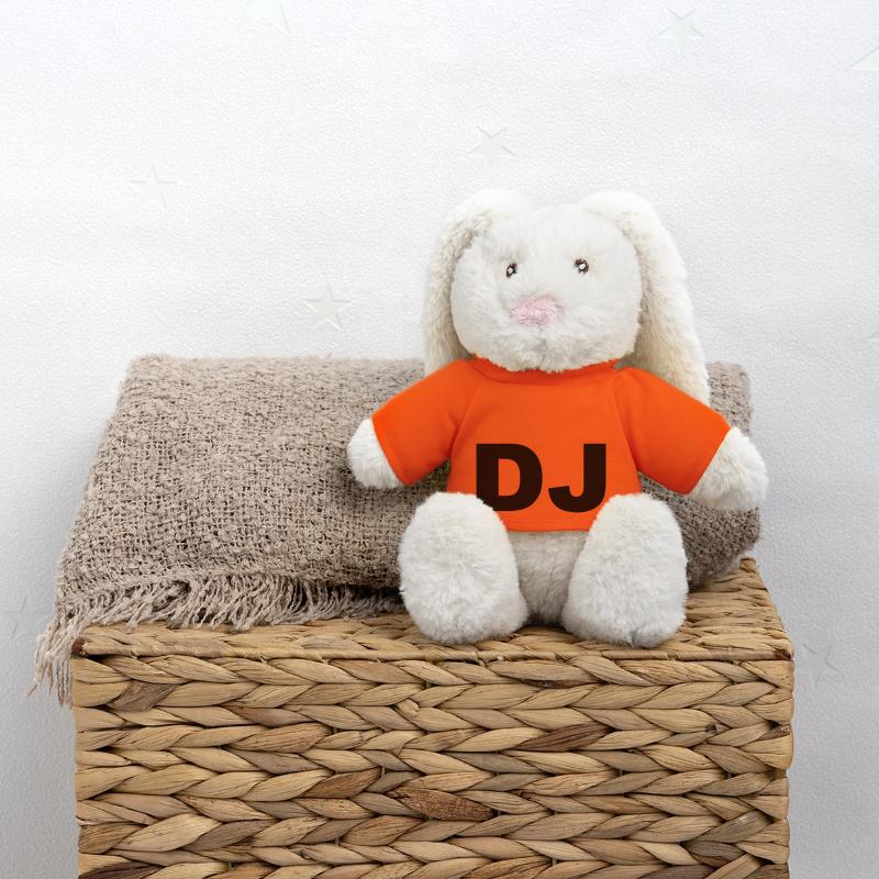 DJ Lapin en peluche recyclé MiniFeet® Crème