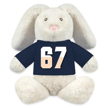 6 7 – Trendy minimalist text design, - MiniFeet® RecycelHase® Bunny Cream - french navy - Front