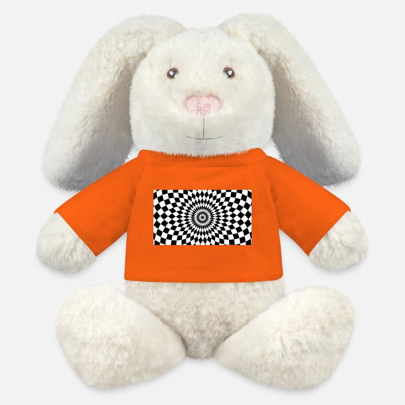 Optische Vortex-Checker-Illusion - MiniFeet® RecycelHase® Creme - Goldorange