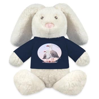 Möwen und Seesterne Abbildung mit Inschrift - MiniFeet® RecycelHase® Creme - French Navy - Vorne