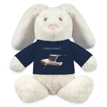 Möwe im Flug Spruch - MiniFeet® RecycelHase® Creme - French Navy - Vorne