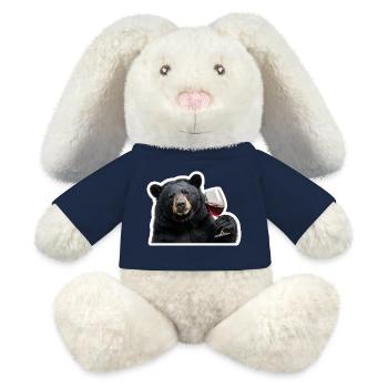 Schwarzbaer détendu avec un verre de vin rouge - Lapin en peluche recyclé MiniFeet® Crème - bleu marine - Devant