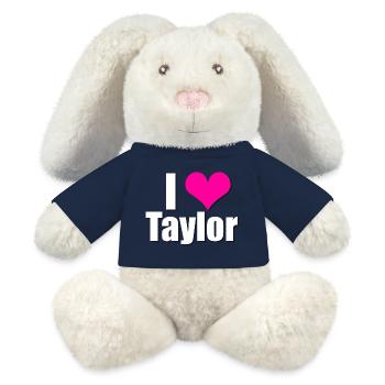 I love Taylor with heart, I heart Taylor - MiniFeet® RecycelHase® Bunny Cream - golden orange - Front