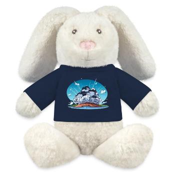 Explosion comique dans le paysage panorama - Lapin en peluche recyclé MiniFeet® Crème - bleu marine - Devant