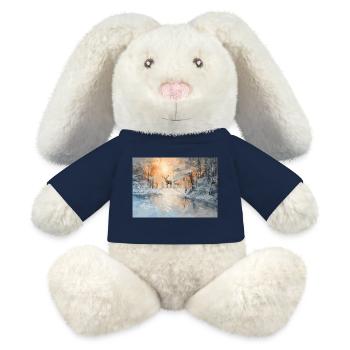 Majestätische Hirsche im Winterwald  - MiniFeet® RecycelHase® Creme - French Navy - Vorne