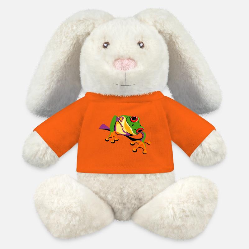 Frosch Regenwald comic frog Umweltschutz - MiniFeet® RecycelHase® Creme - Goldorange