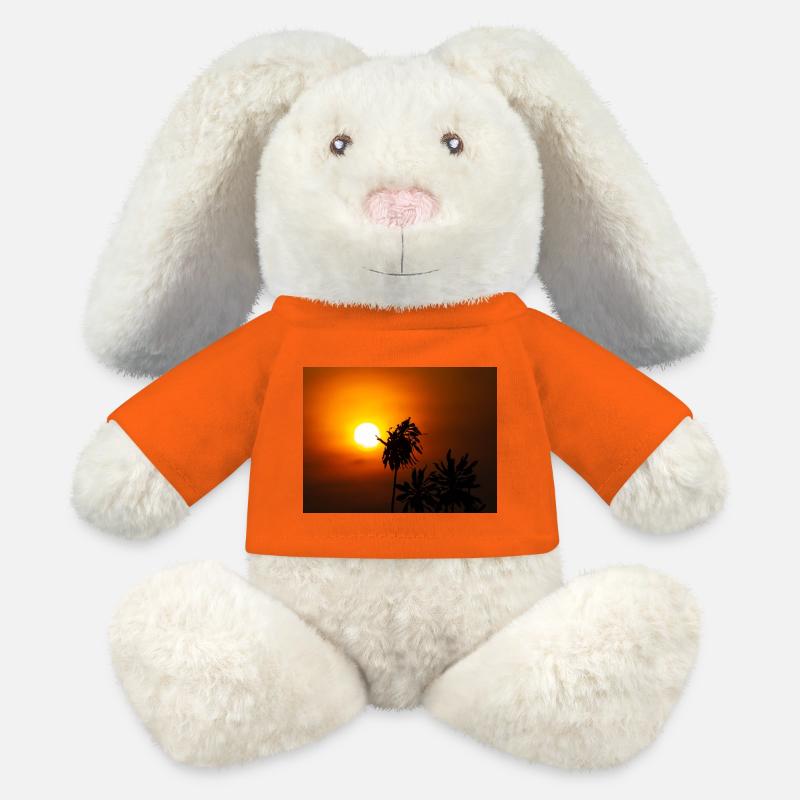 Nature's hand on the sun - MiniFeet® RecycelHase® Bunny Cream - golden orange
