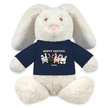 Chats avec des bandes en forme d’oreilles de lapin - Lapin en peluche recyclé MiniFeet® Crème - bleu marine - Devant