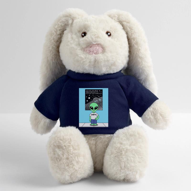 Alien devant le vaisseau spatial Terre Lapin en peluche recyclé MiniFeet® Crème