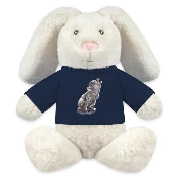 Jeune loup hurlant - Lapin en peluche recyclé MiniFeet® Crème - bleu marine - Devant