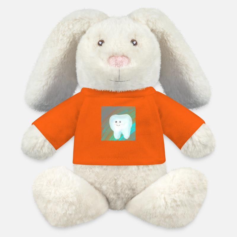 Type de dent - Lapin en peluche recyclé MiniFeet® Crème - orange doré