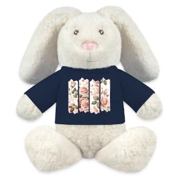 Rosenblüten Vier Panelen Rosa - MiniFeet® RecycelHase® Creme - French Navy - Vorne