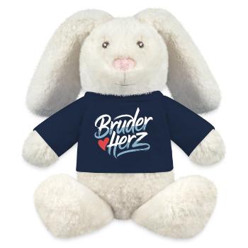 Frère Coeur Frères Grand Bro Disant Petit Frère - Lapin en peluche recyclé MiniFeet® Crème - bleu marine - Devant