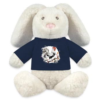 Signe du zodiaque chinois Coq - Lapin en peluche recyclé MiniFeet® Crème - bleu marine - Devant