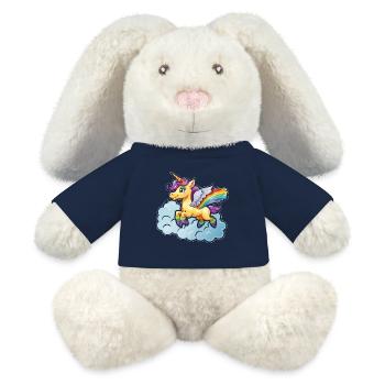 Regenbogen-Einhorn auf Wolke - MiniFeet® RecycelHase® Creme - French Navy - Vorne