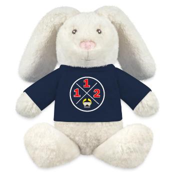 112- Kreislogo - Feuerwehr - MiniFeet® RecycelHase® Creme - French Navy - Vorne